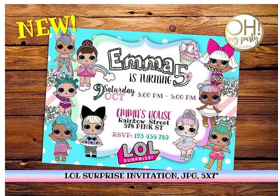 invitations party girl dolls theme lol (2)