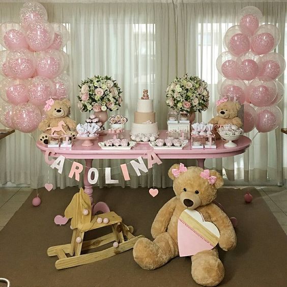 tematicas para baby shower niña 2024 con osos
