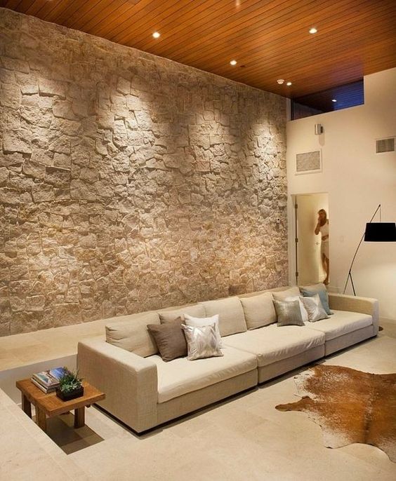 paredes de piedra en salas