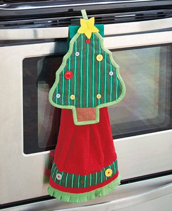 Servilletas navideñas para decorar la puerta del horno