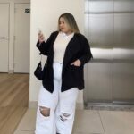 Outfits casuales con wide leg jeans para gorditas