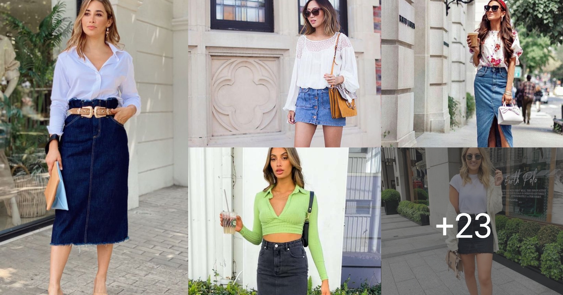 Outfits con falda jeans