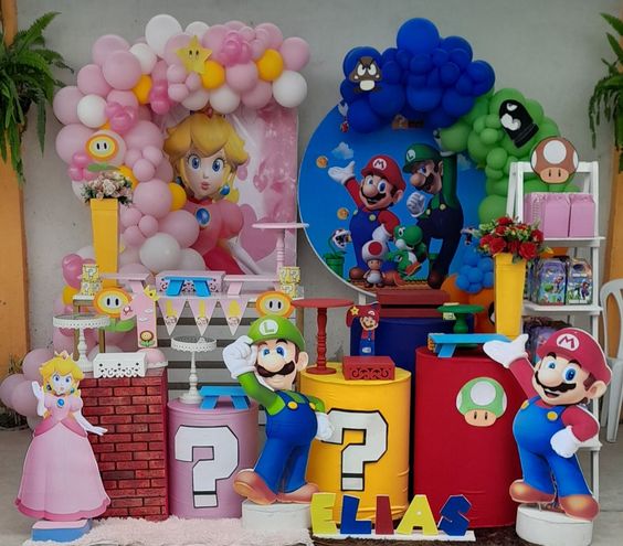 Ideas para fiesta de nino y nina Mario bros y princesa peach
