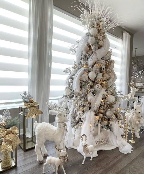 decoracion de navidad chanpaña blanco